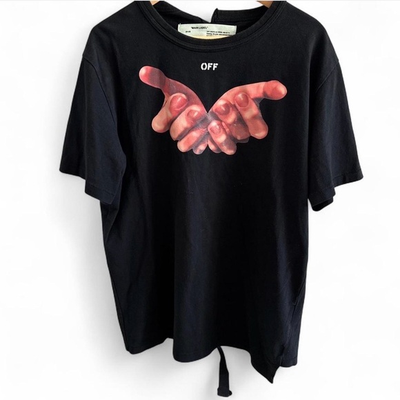 Off-White Black Short Sleeve Tee with Graphic Virgil
